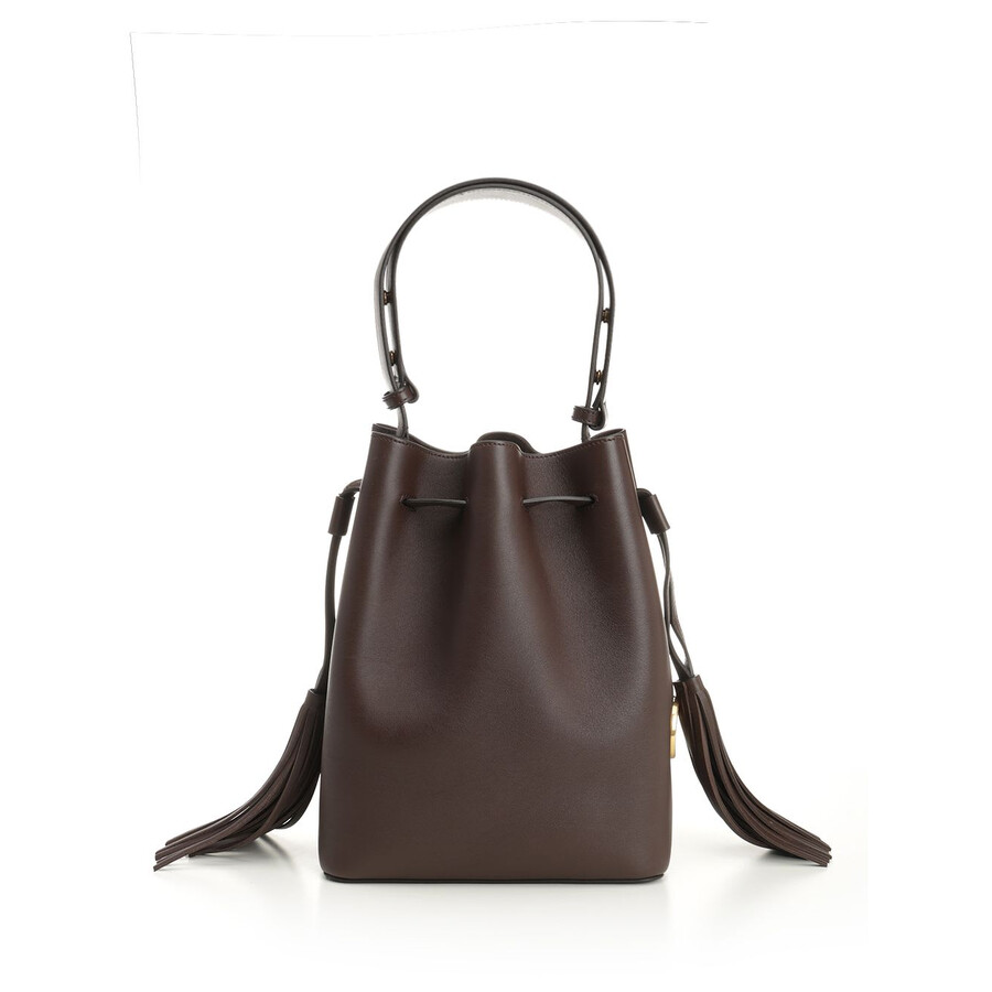 Valentino Garavani Drawstring Bag - So Seau - Vitello V./a.brass Logo In Brown