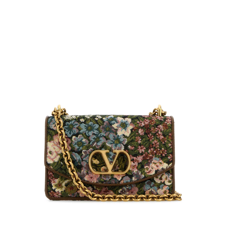 Valentino Garavani Garavani Embroidered Fabric Vain Shoulder Bag