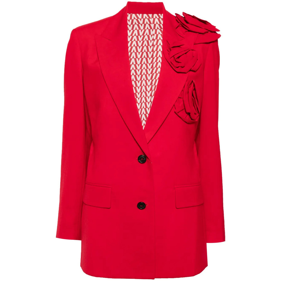 Valentino Garavani Garavani Floral Appliqué V-Neck Blazer