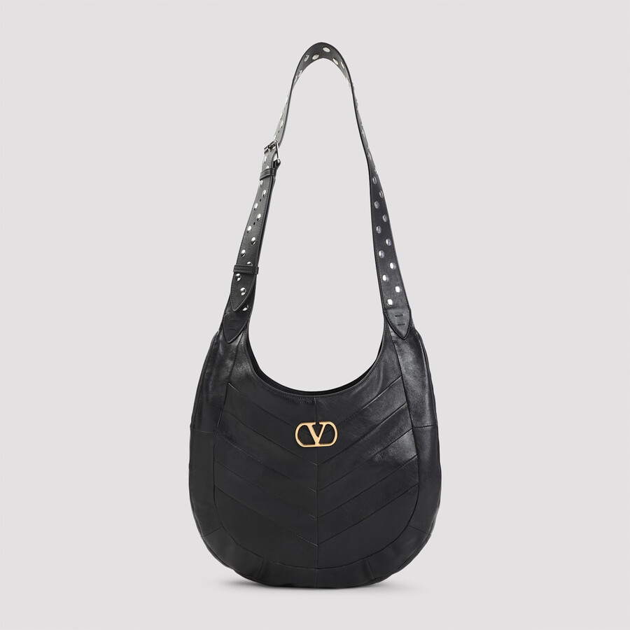 Valentino Leather Hobo Shoulder Bag In Black