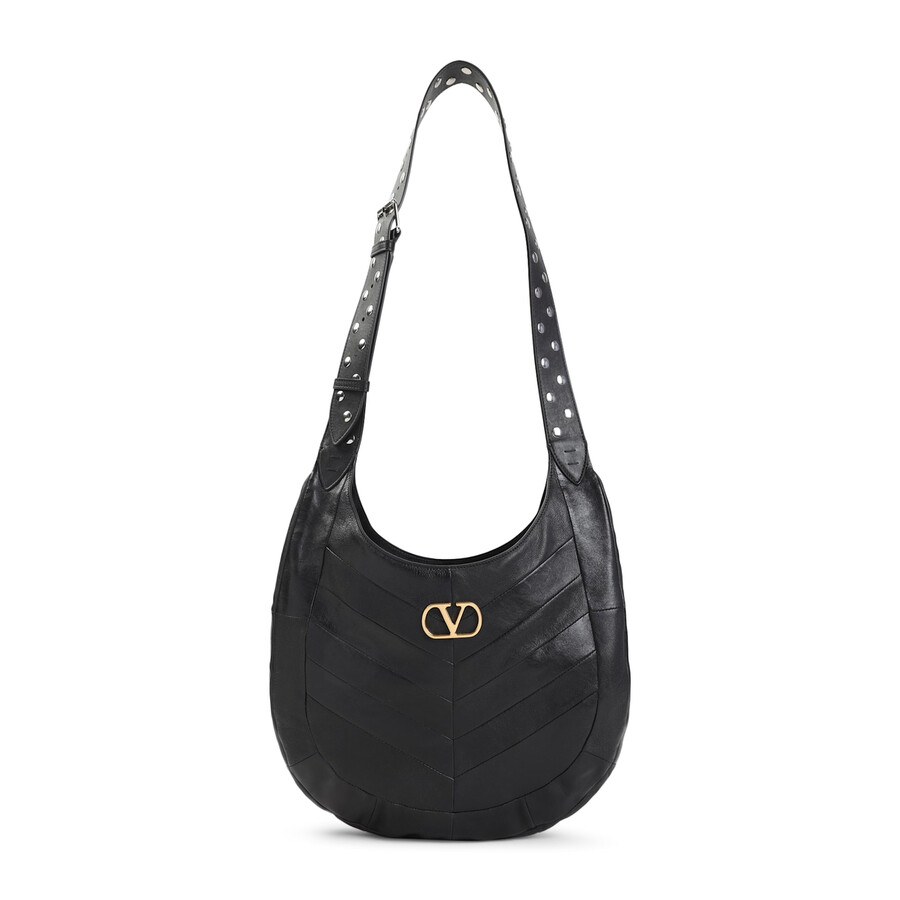 Valentino Leather Hobo Shoulder Bag In Black