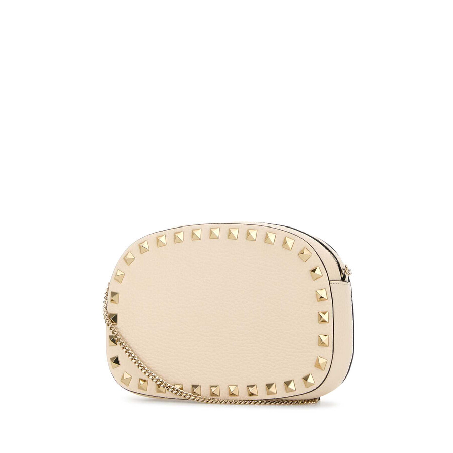 Valentino Garavani Ivory Leather Rockstud Crossbody Bag In White
