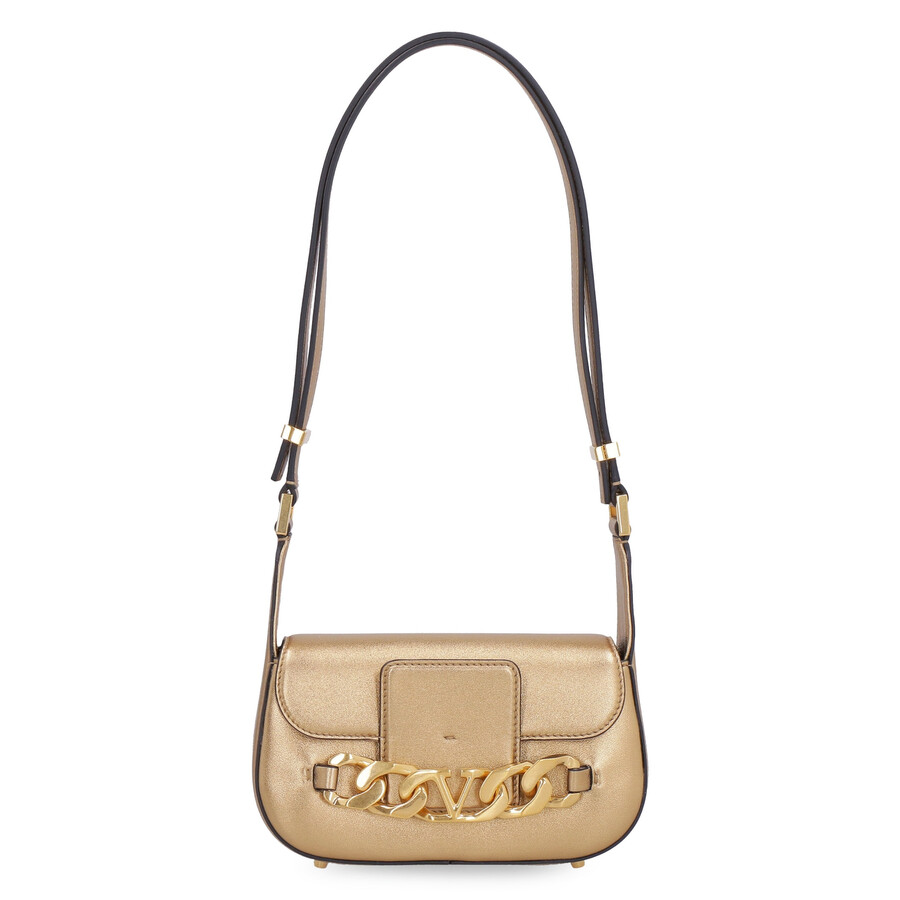 Valentino Garavani Leather Shoulder Bag In Gold