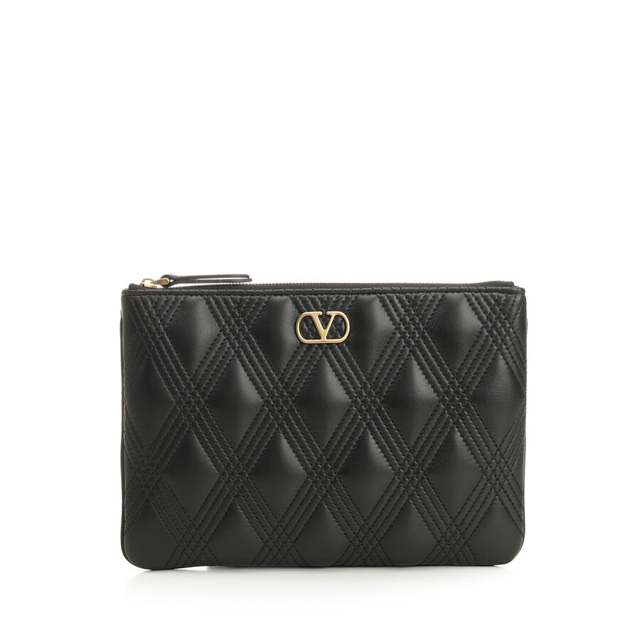 Valentino Garavani Medium Quiltie 67 Clutch Bag In Black