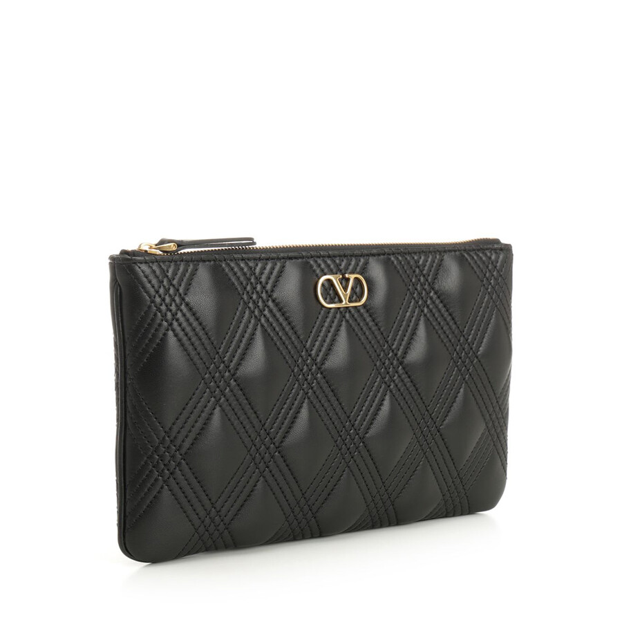 Valentino Garavani Medium Quiltie 67 Clutch Bag In Black