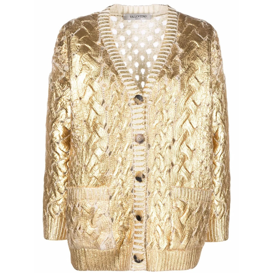 valentino garavani ニットカーディガン イタリア製 Valentino Garavani Men's Wool Toute La V Jacquard Cardigan