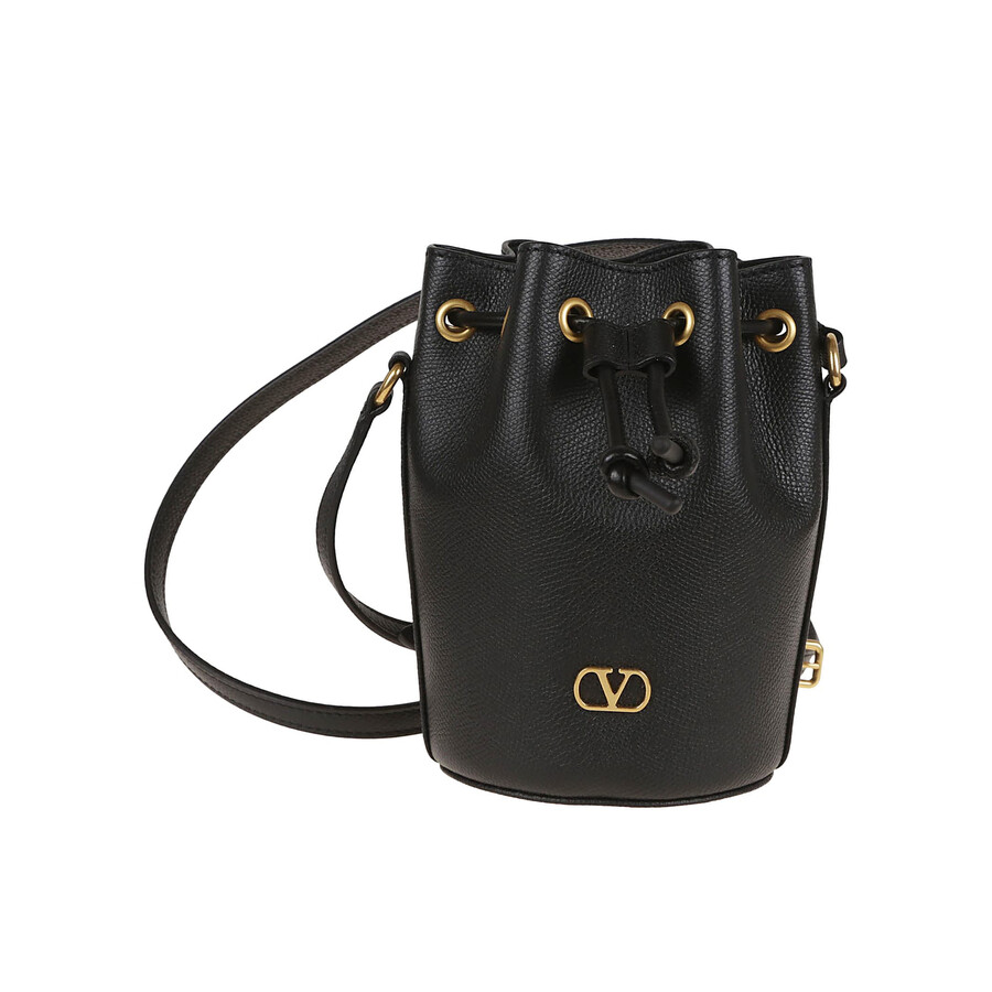 Valentino Garavani Mini Drawstring Vlogo Signature In Black