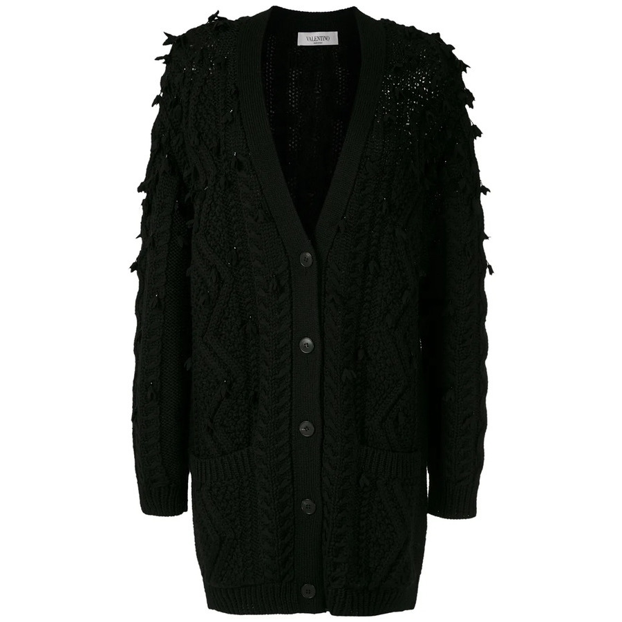 VALENTINO GARAVANI カーディガン ニット ウール 38 Valentino Garavani Men's Wool Toute La V Jacquard Cardigan