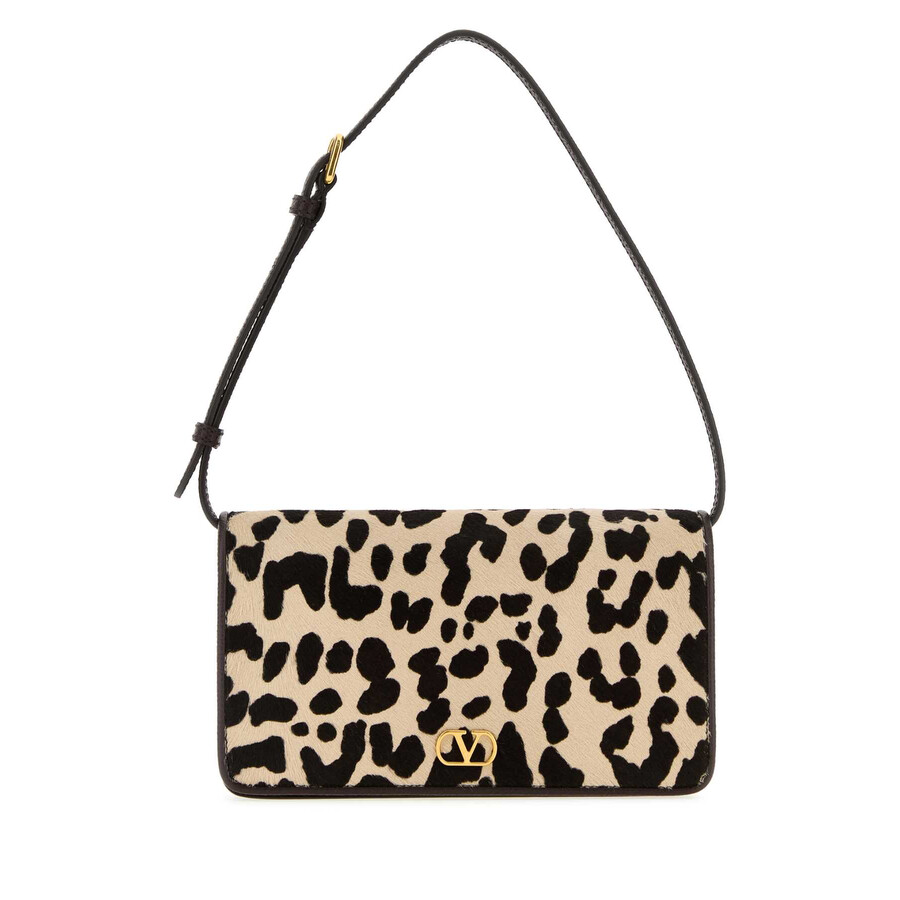 Valentino Garavani Printed Calf Hair Mini Vlogo Signature Shoulder Bag In Brown