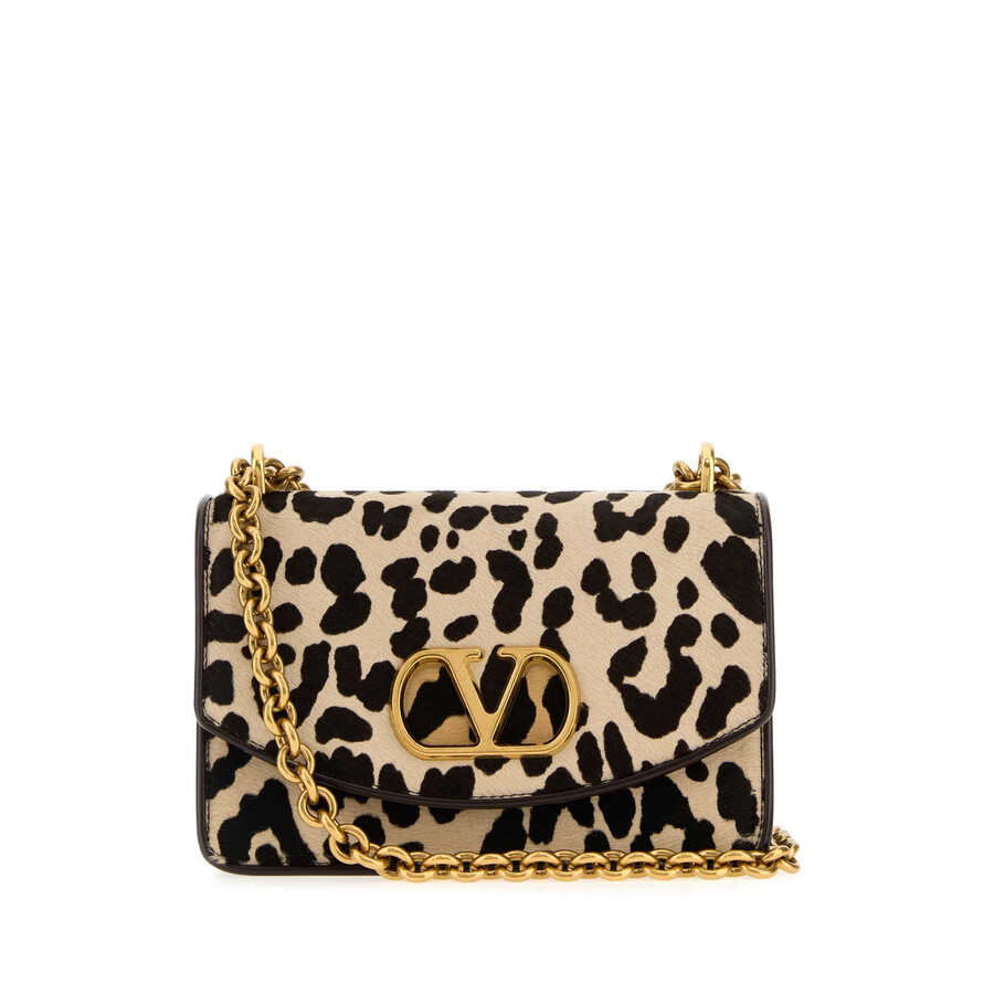 Valentino Garavani Printed Calf Hair Vain Shoulder Bag In Brown