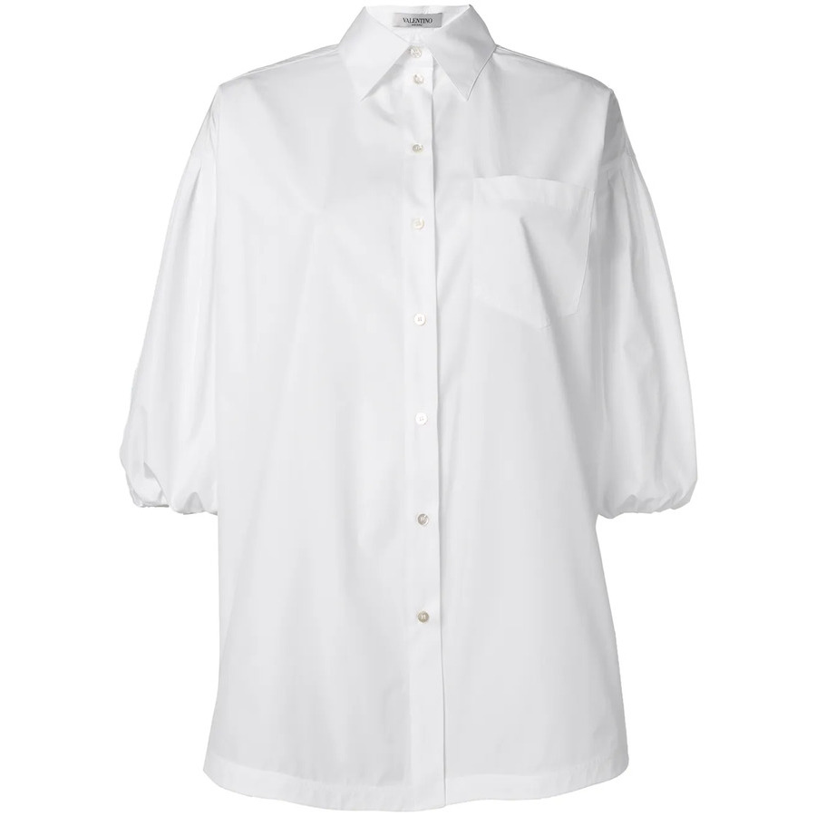 Valentino Garavani Puff Sleeve Poplin Shirt In White