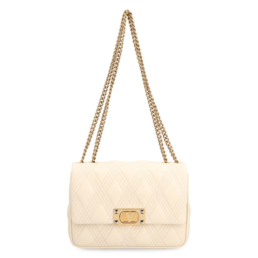 Valentino Garavani - Quiltie 67 Leather Shoulder Bag In Neutral
