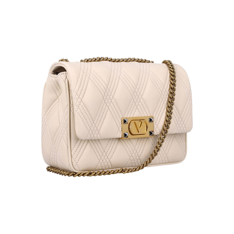Valentino Quiltie 67 Medium Shoulder Bag In White