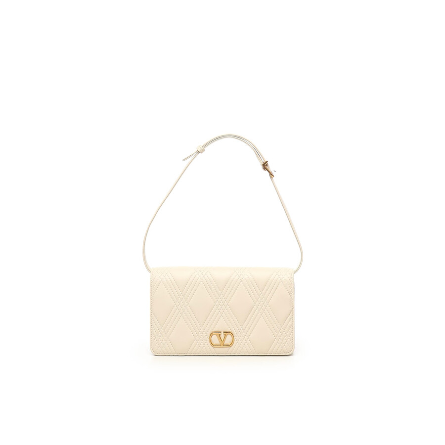 Valentino Quiltie 67 Mini Leather Shoulder Bag In White
