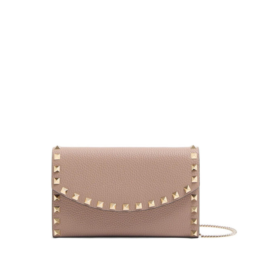 Valentino Garavani Rockstud Leather Wallet On Chain