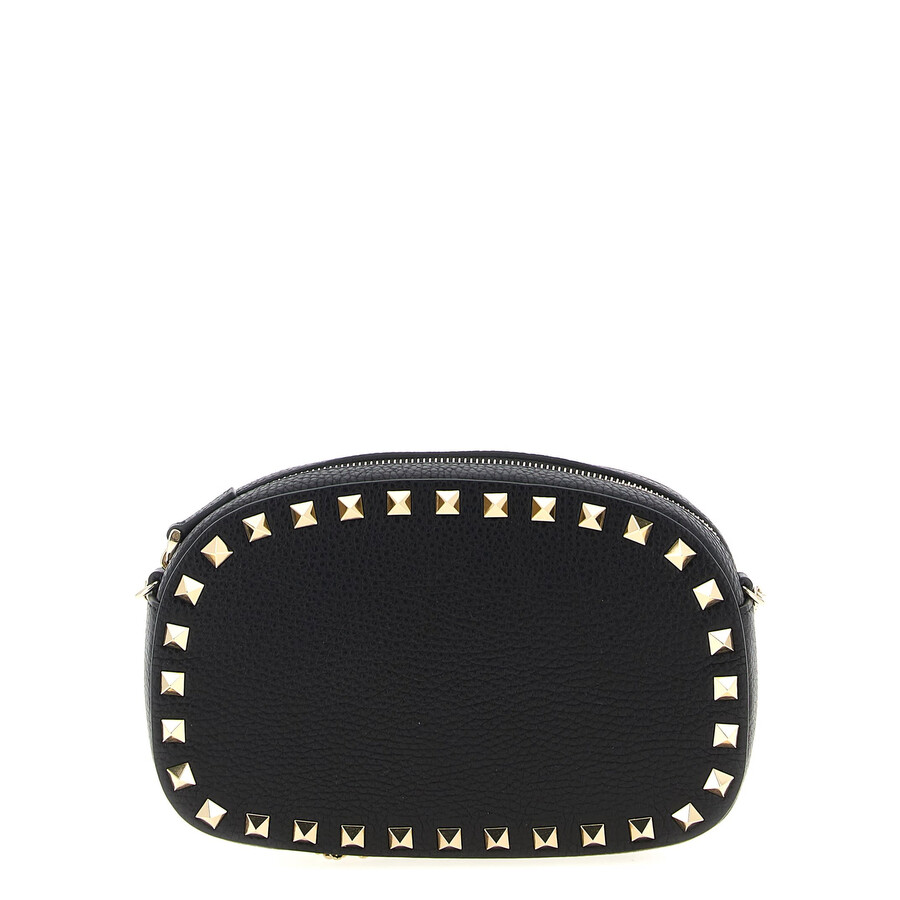 Valentino Borsa A Tracolla Rockstud In Pelle Nera Donna In Black