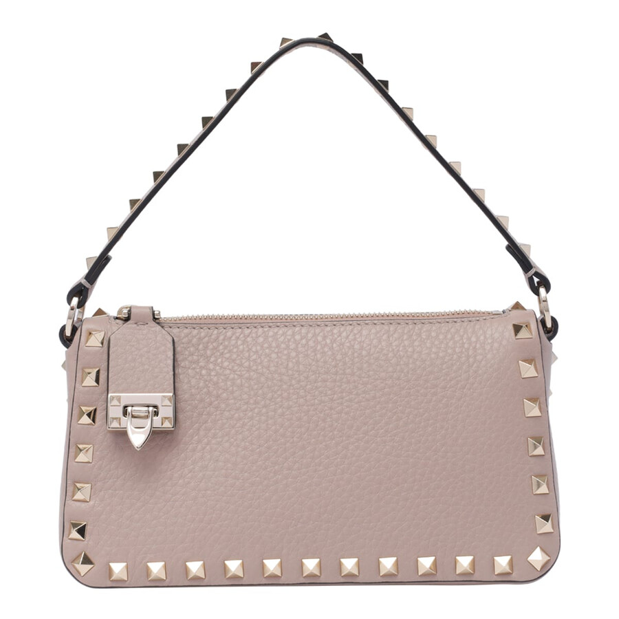 Valentino Rockstud Small Grainy Leather Crossbody In Pink