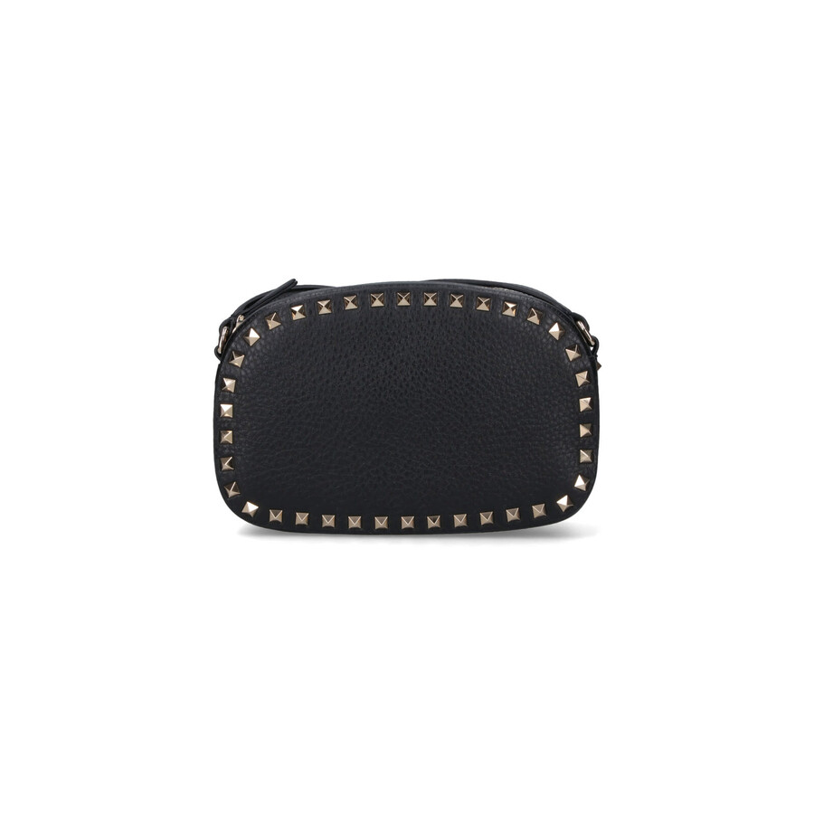 Valentino Garavani Textured Leather Shoulder Bag With Adjustable Strap In Black