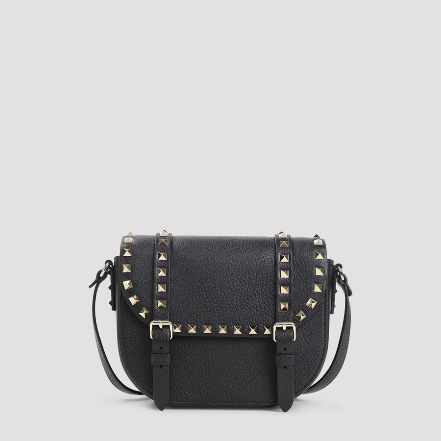 Valentino Rockstud Small Messenger Shoulder Bag In Black