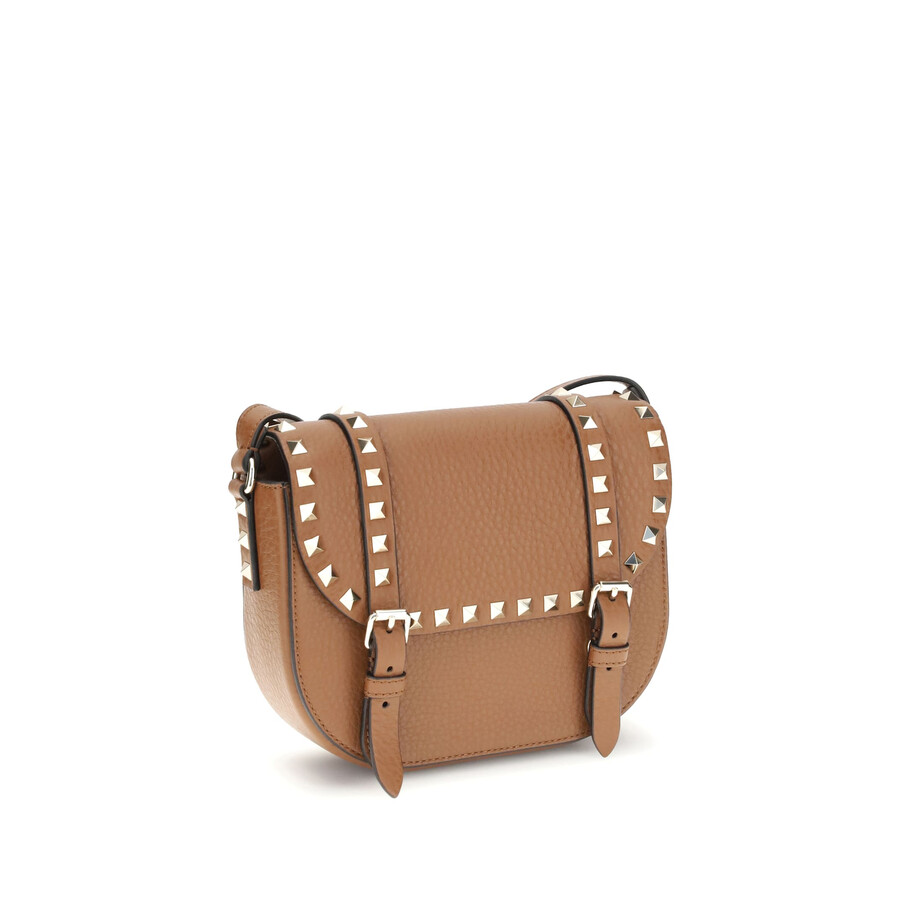 Valentino Garavani Rockstud Small Messenger Shoulder Bag In Brown