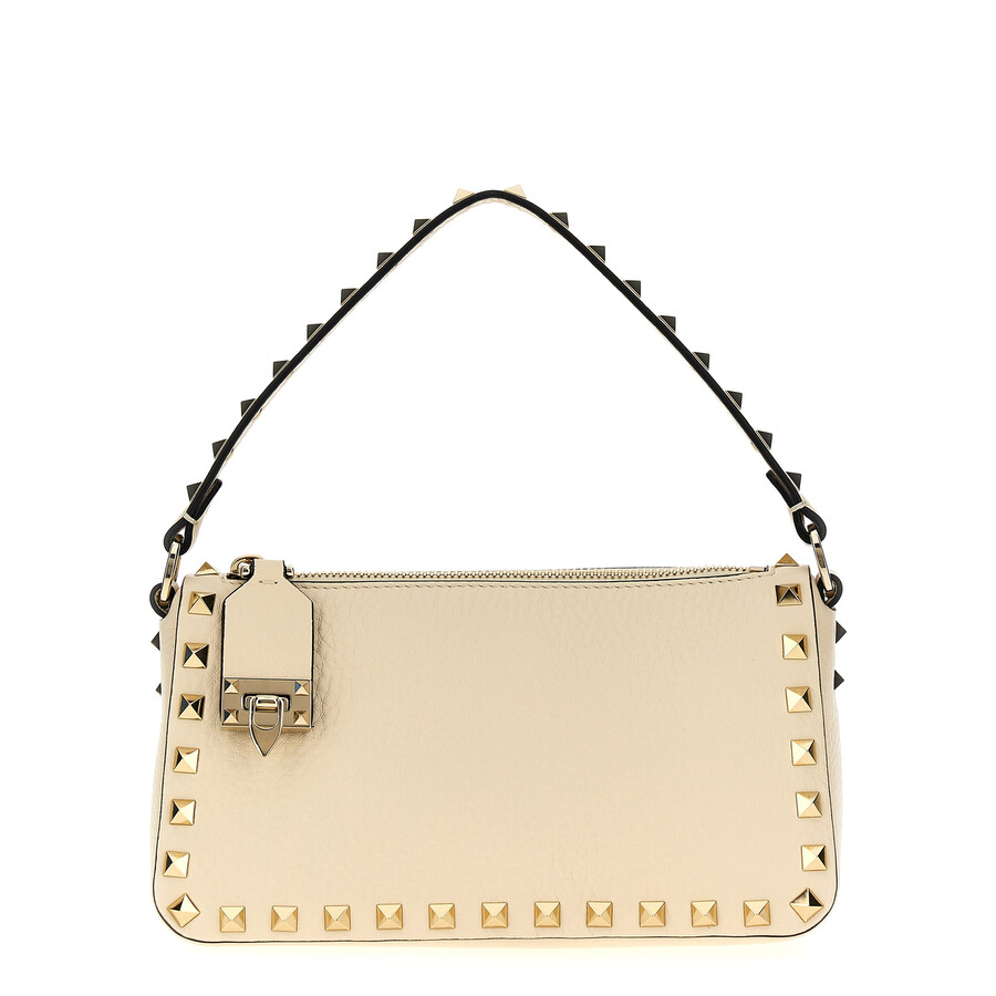 Valentino Garavani Rockstud Small Shoulder Bag In White
