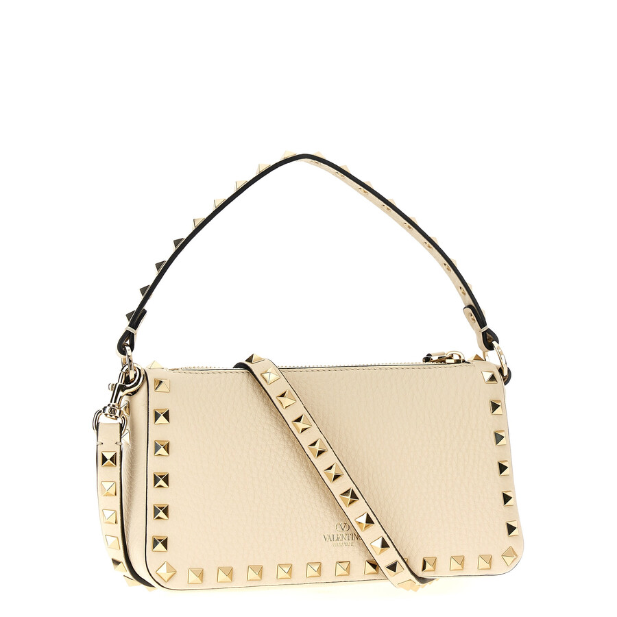 Valentino Garavani Rockstud Small Shoulder Bag In White