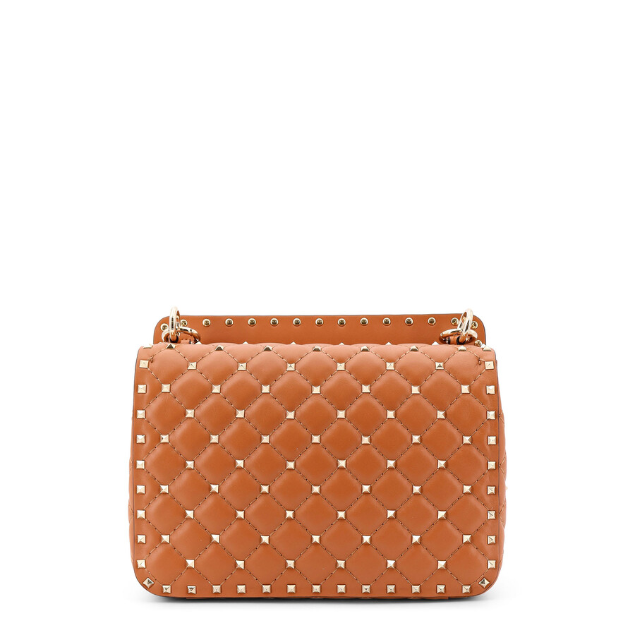 Valentino Garavani Rockstud Spike Shoulder Bag In Brown