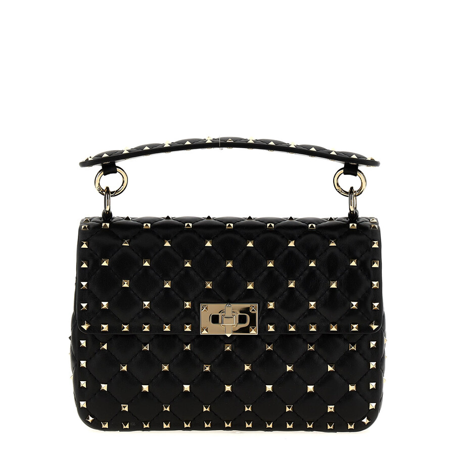 Valentino Garavani Rockstud Spike Quilted Chain Strap Shoulder Bag In Black