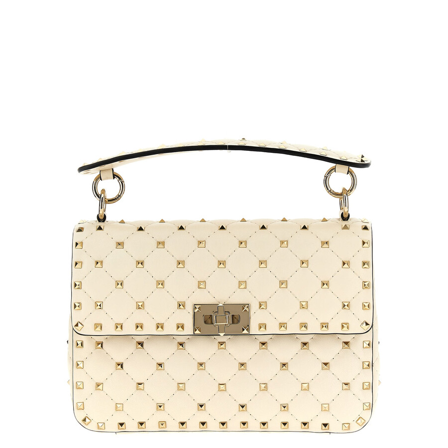 Valentino Garavani Rockstud Spike Shoulder Bag In White
