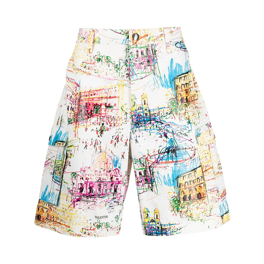 Valentino Garavani Garavani Roman Sketches-Print Bermuda Shorts