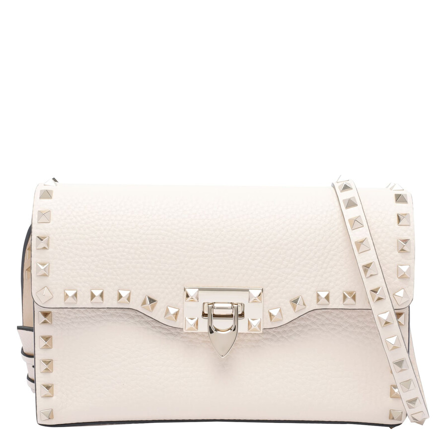 Valentino Garavani Small Rockstud Crossbody Bag In White