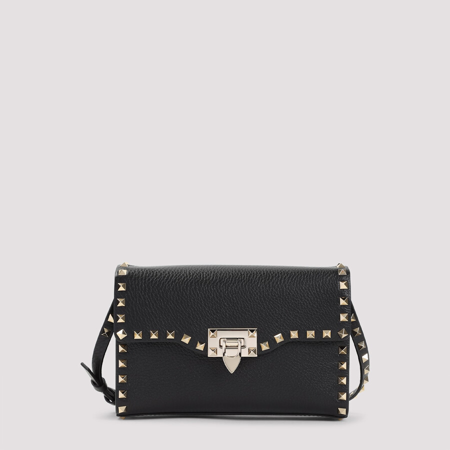 Valentino Garavani Small Rockstud Shoulder Bag In Black