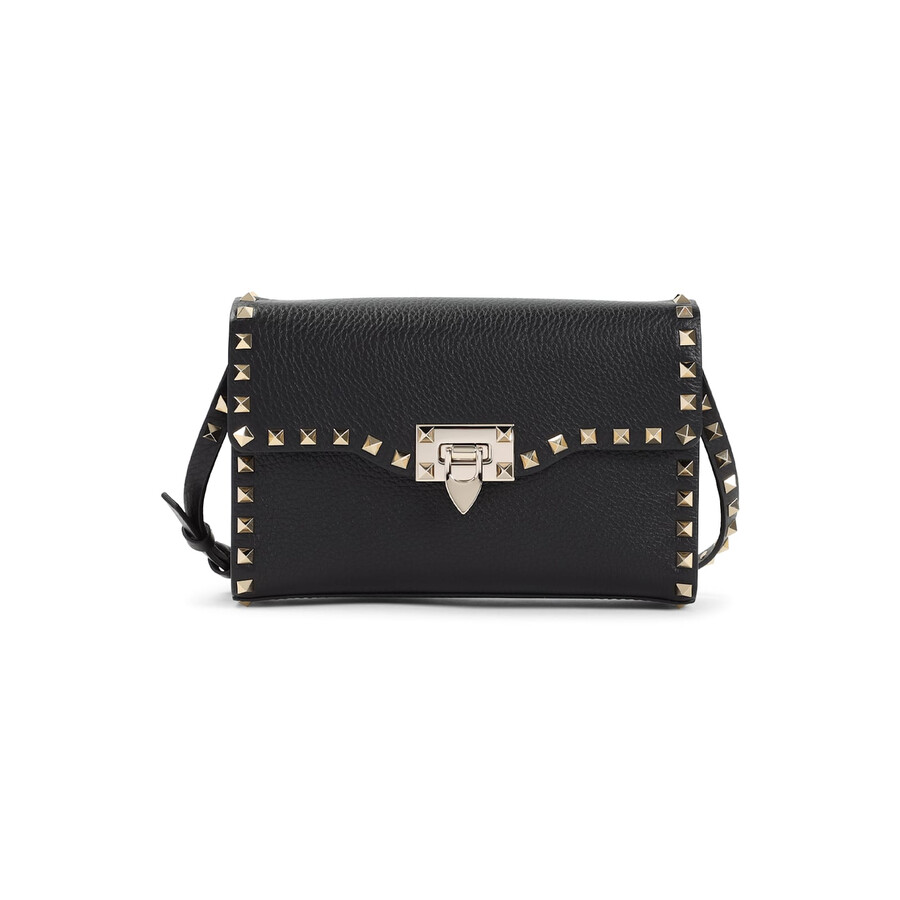 Valentino Garavani Small Rockstud Shoulder Bag In Black
