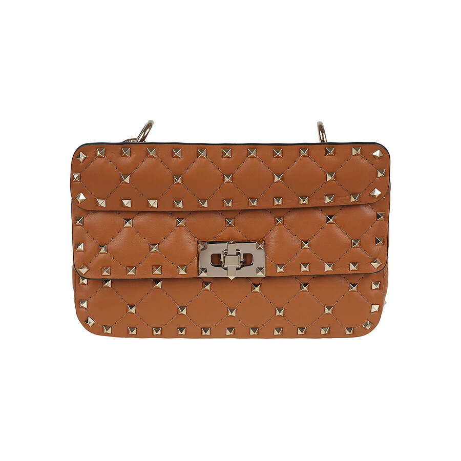 Valentino Garavani Valentino Small Shoulder Bag Rockstud Spike In Nutmeg