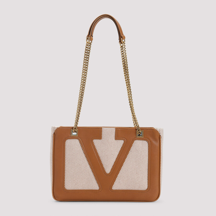 Valentino Beige Fabric Shoulder Bags