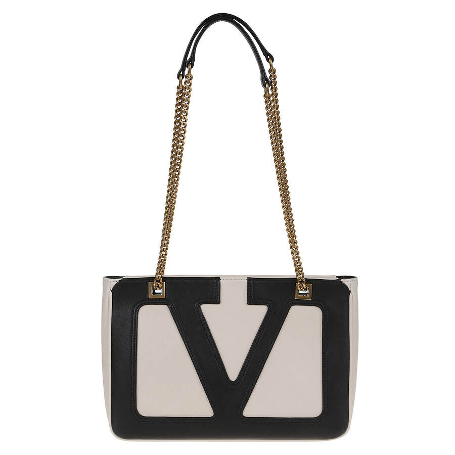 Valentino Chain Strap Shopper Featuring External Pocket In Gray