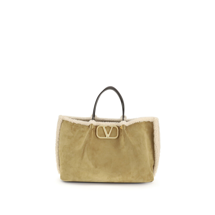 Valentino Garavani Suede And Sheepskin Medium Tote Bag