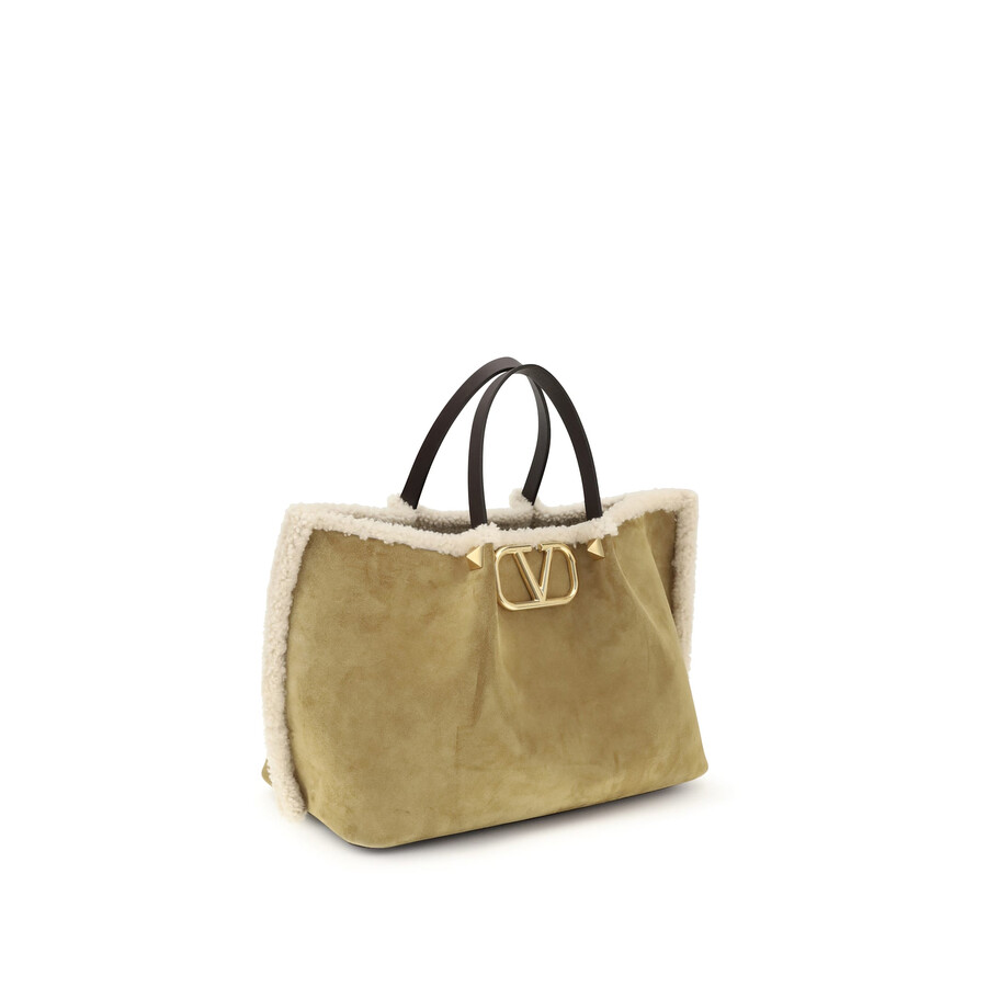 Valentino Garavani Suede And Sheepskin Medium Tote Bag