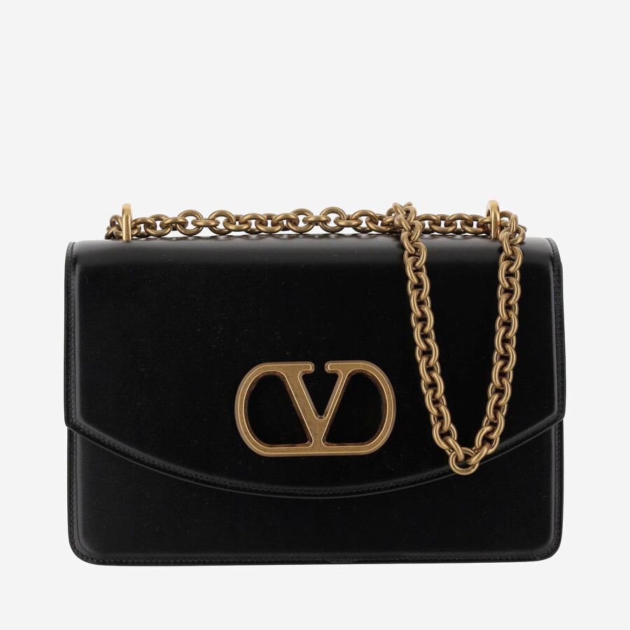 Valentino Garavani Garavani Vain Small Shoulder Bag In Shiny Calfskin Woman Black Uni