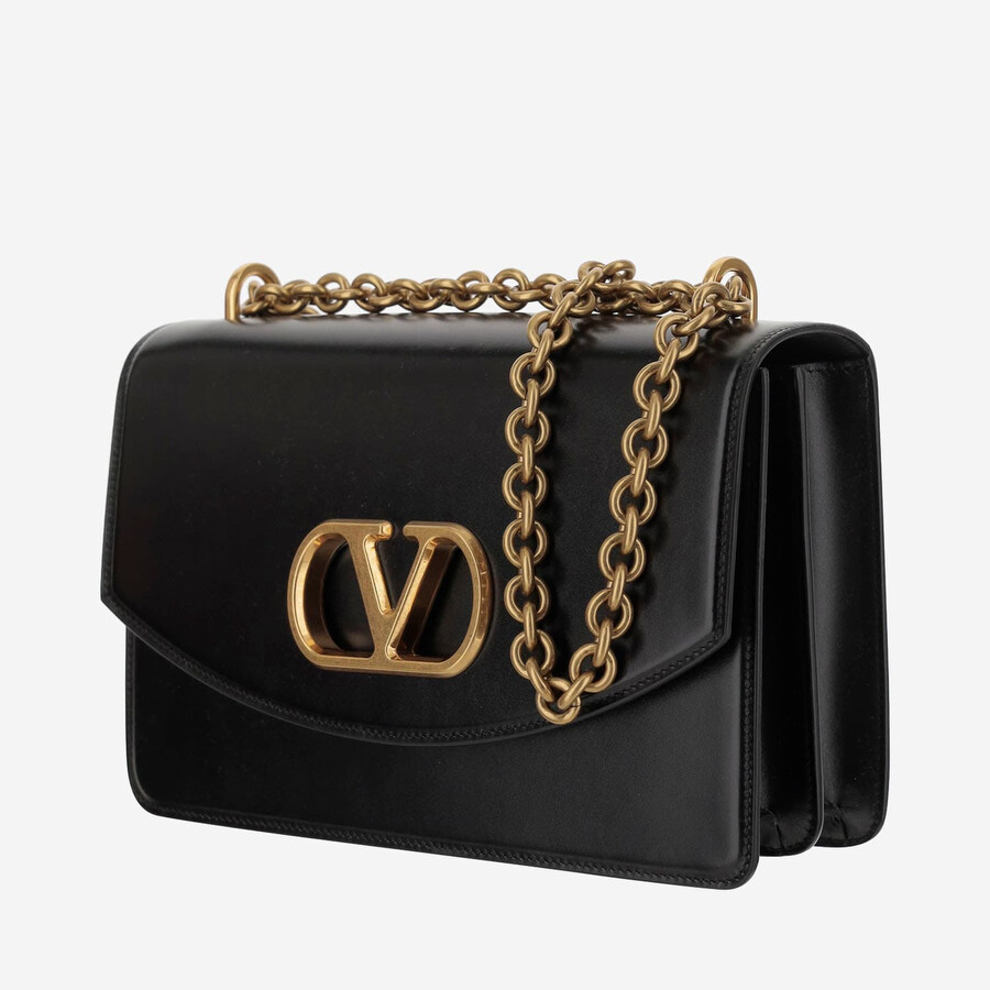 Valentino Garavani Garavani Vain Small Shoulder Bag In Shiny Calfskin Woman Black Uni