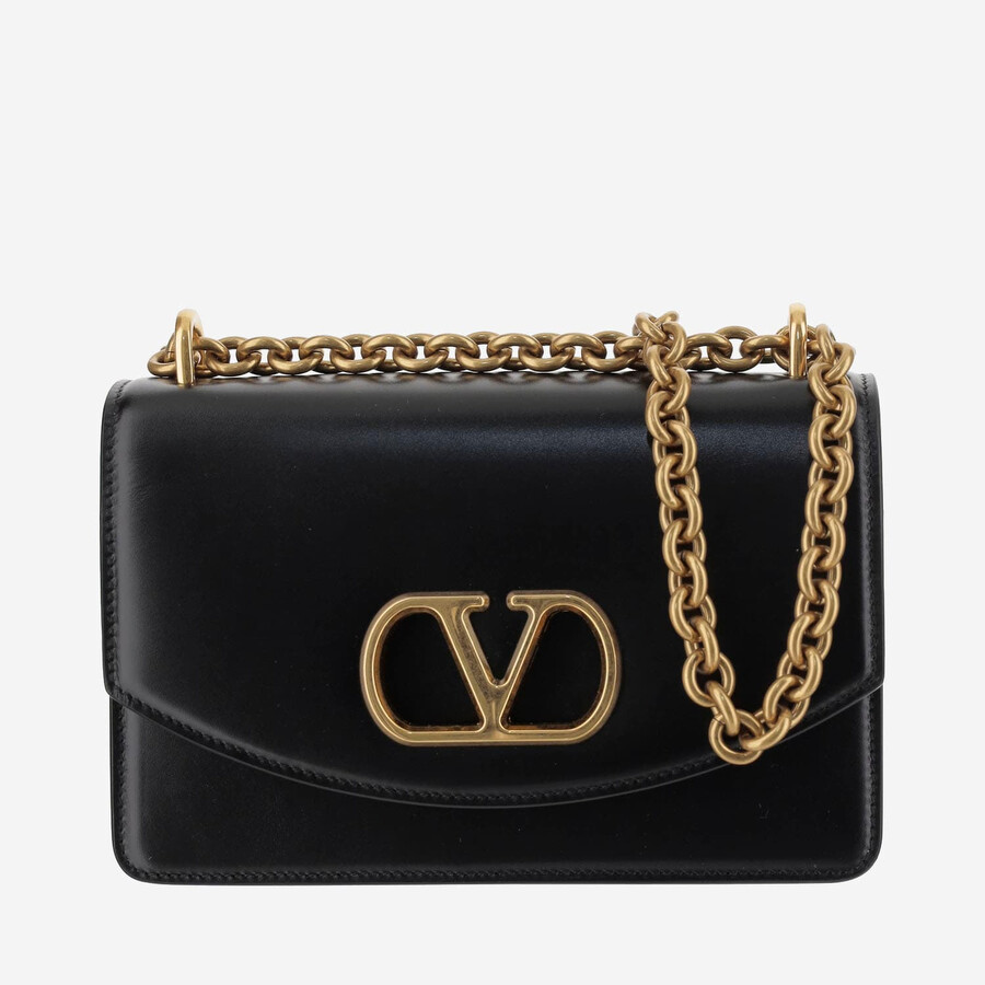 Valentino Garavani Vain Leather Small Shoulder Bag In Black