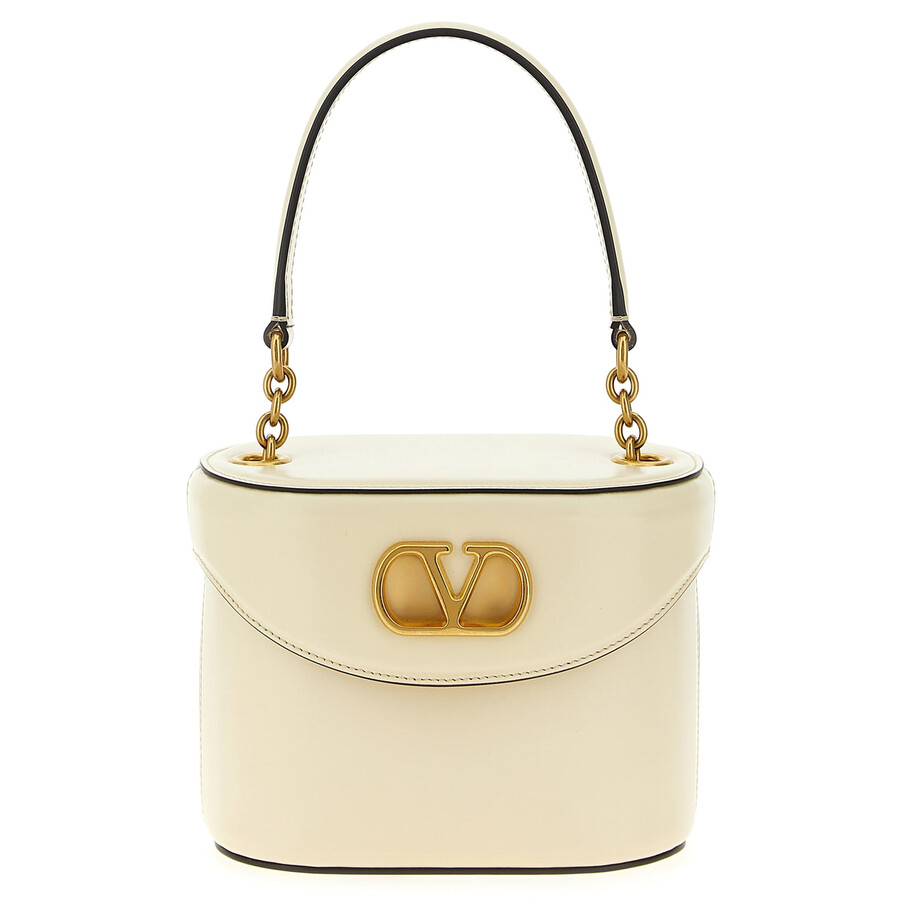 Valentino Garavani Ivory Leather Vlogo Signature Bucket Bag In Neutral