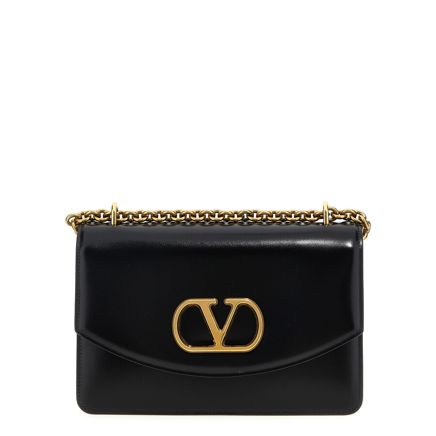 Valentino Garavani Garavani Vain Small Shoulder Bag In Shiny Calfskin Woman Black Uni