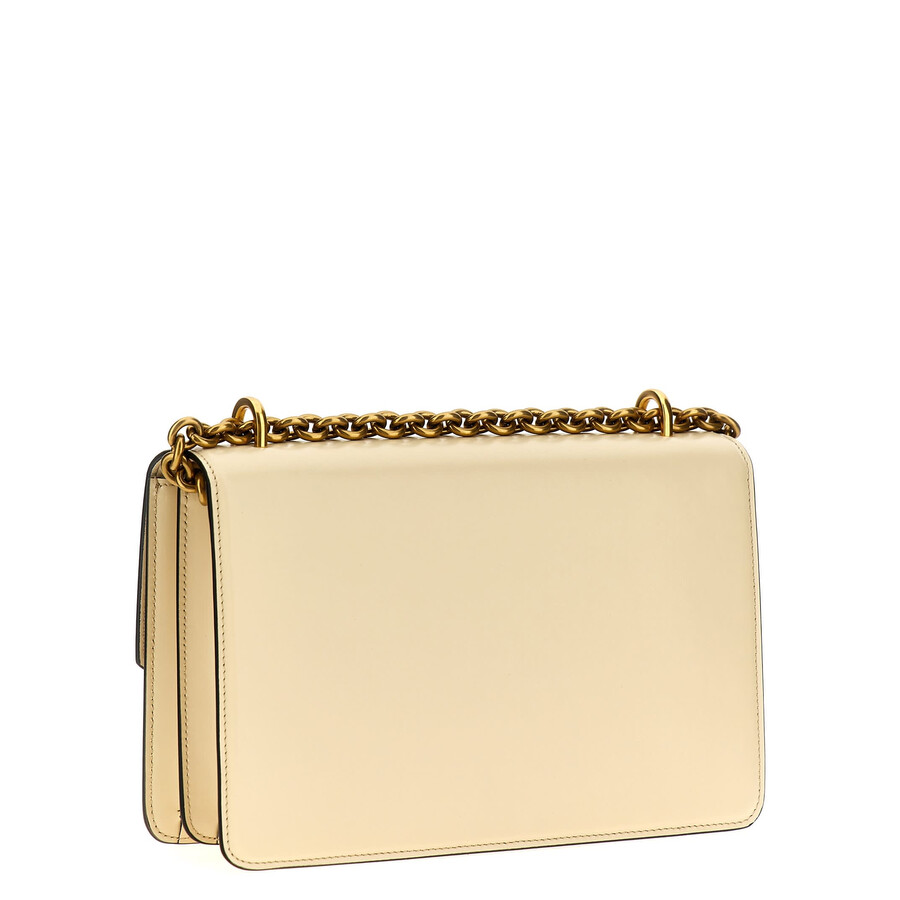Valentino Garavani Vain Small Shoulder Bag In Shiny Calfskin Woman Butter Uni In Neutral