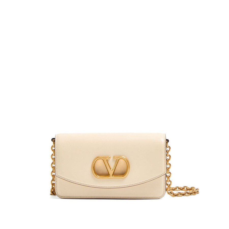 Valentino Garavani Vain Small Leather Clutch In White