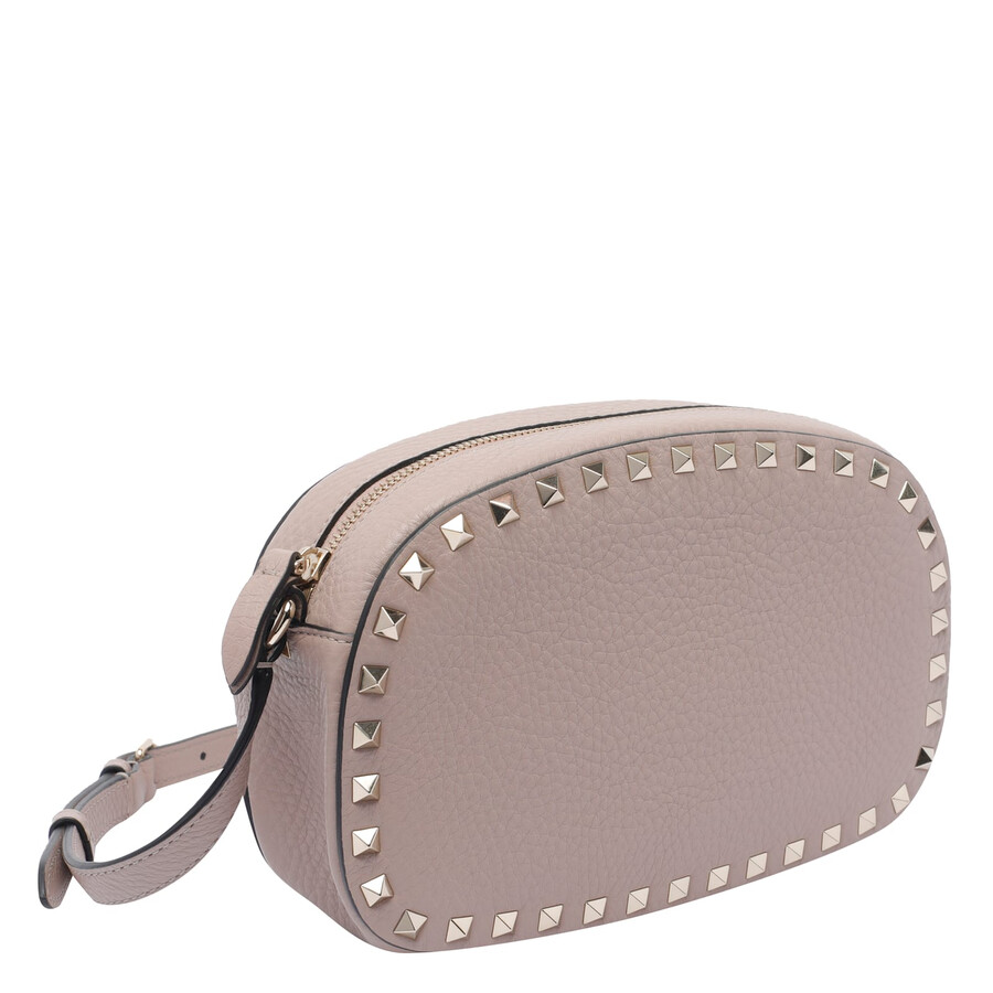 Valentino Garavani Chain Strap Studded Pebbled Texture Cross-body Bag In Gray