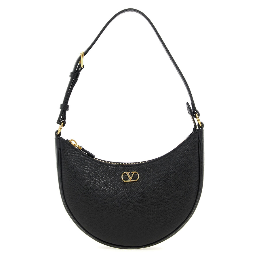 Valentino Garavani Vlogo Signature Leather Shoulder Bag In Black