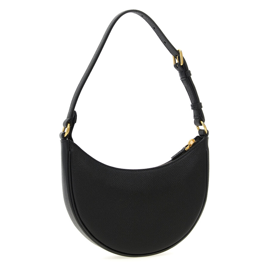 Valentino Garavani Vlogo Signature Leather Shoulder Bag In Black