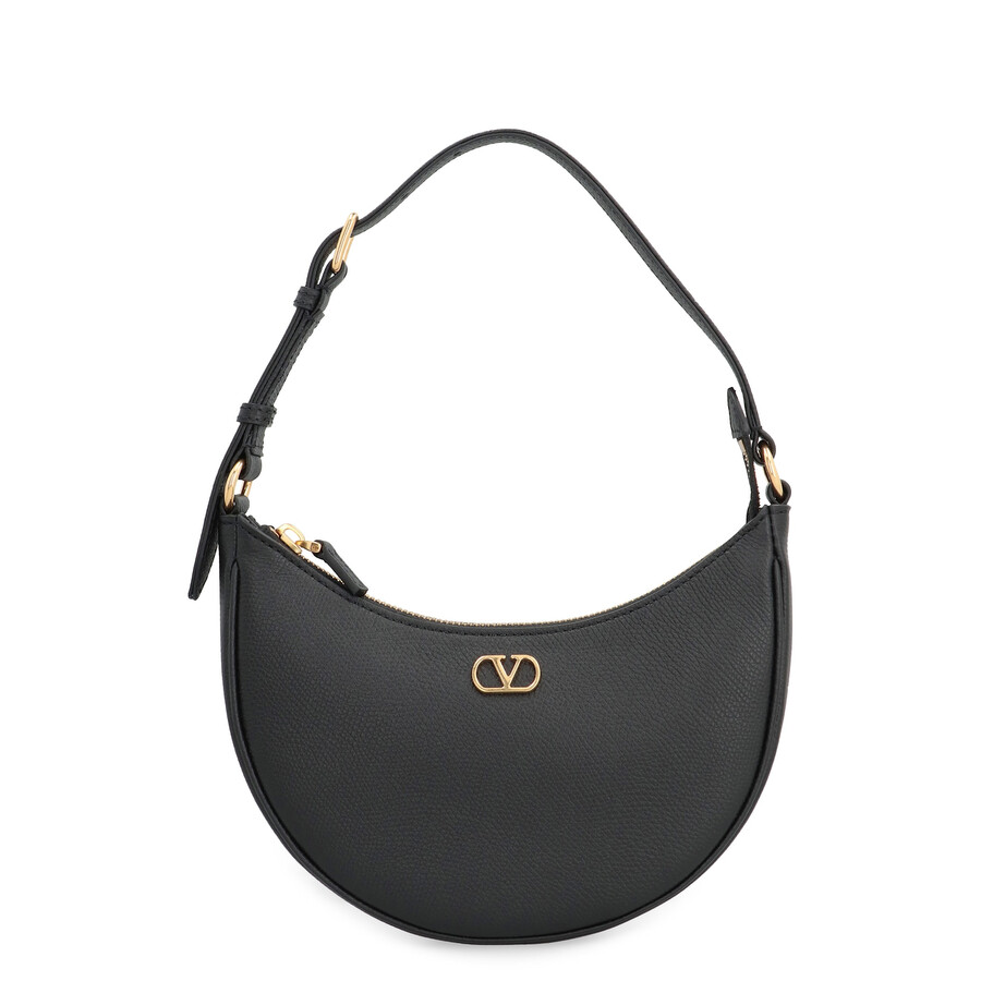 Valentino Garavani Vlogo Signature Mini Leather Hobo Bag In Black