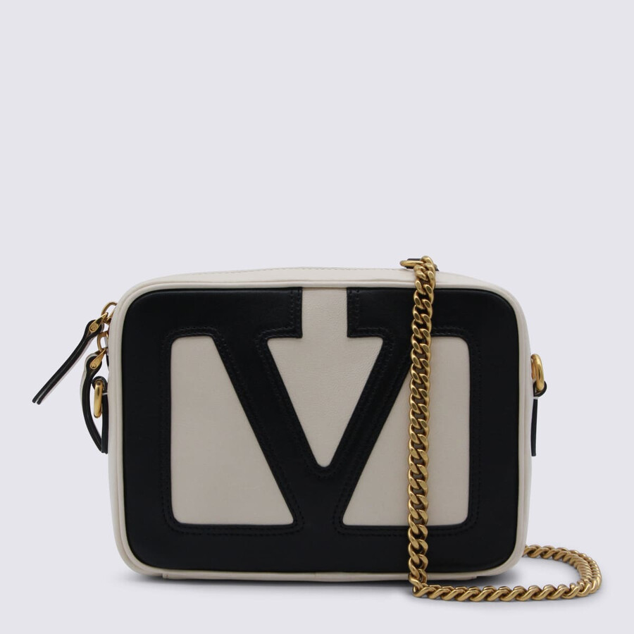 Valentino Garavani White And Black Leather Viva Superstar Crossbody Bag In Multi